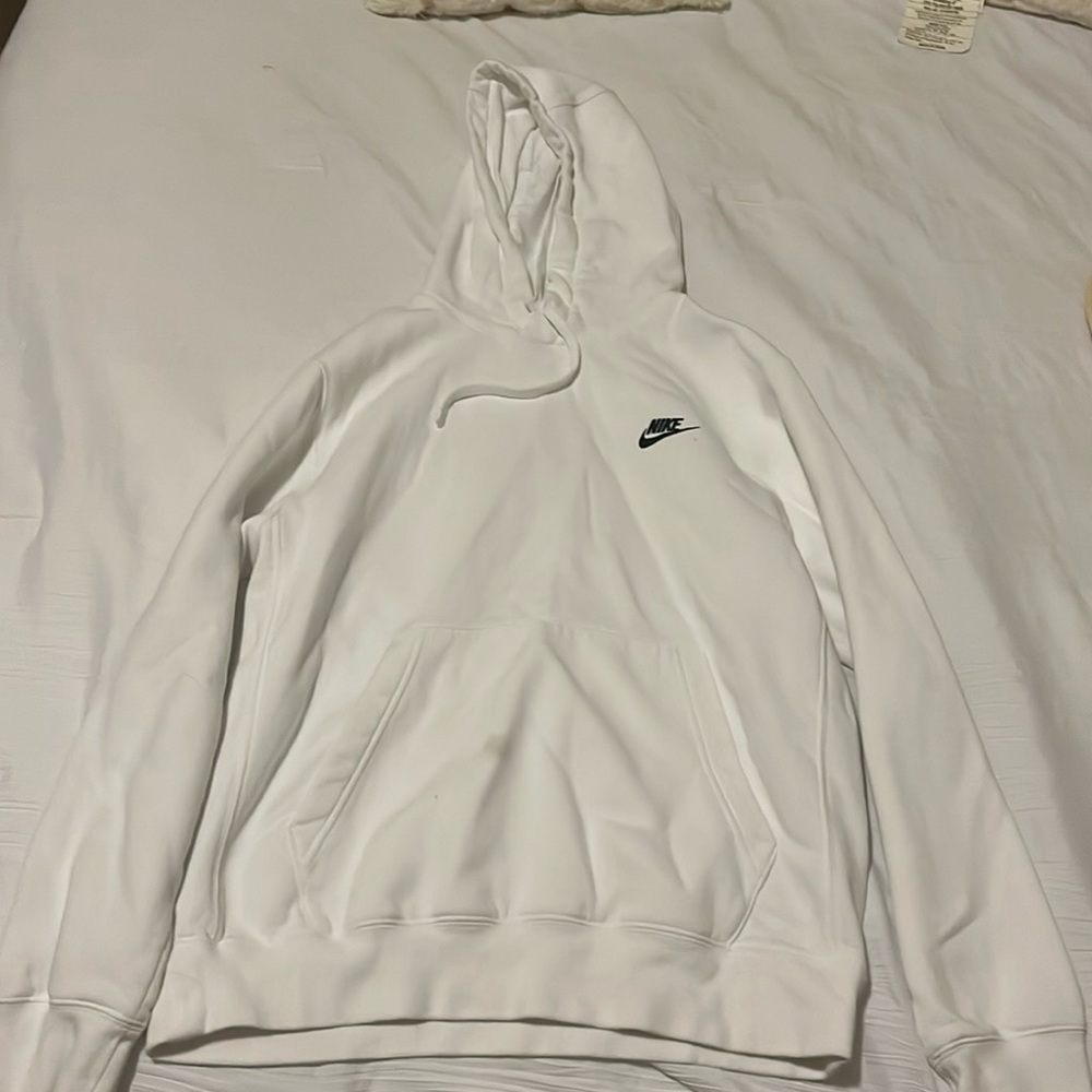 All white thick nike Hoodie